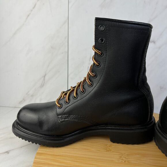 Red Wing 4473 Mens Size 6 D Black Leather Firefighter Combat Work Boots [USA] - Picture 5 of 9